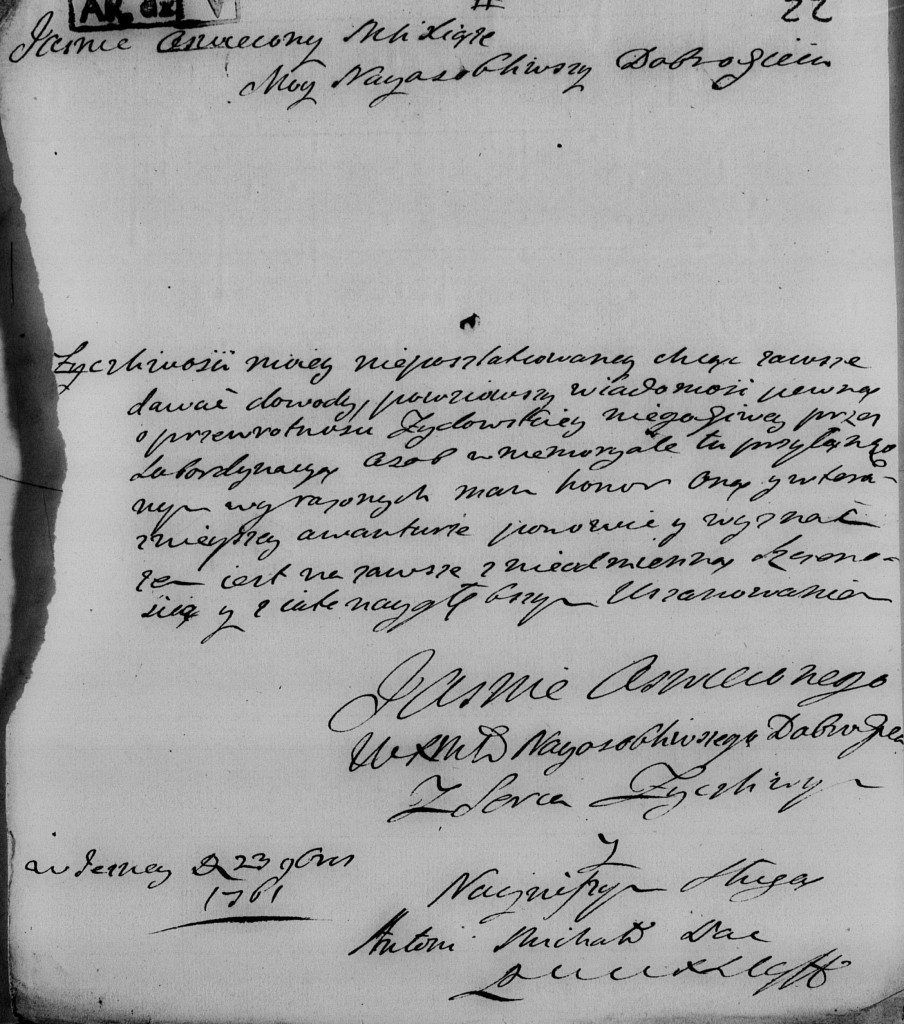 1761 gruodžio 23 dienos laiškas iš Jiezno del žydų,redag.